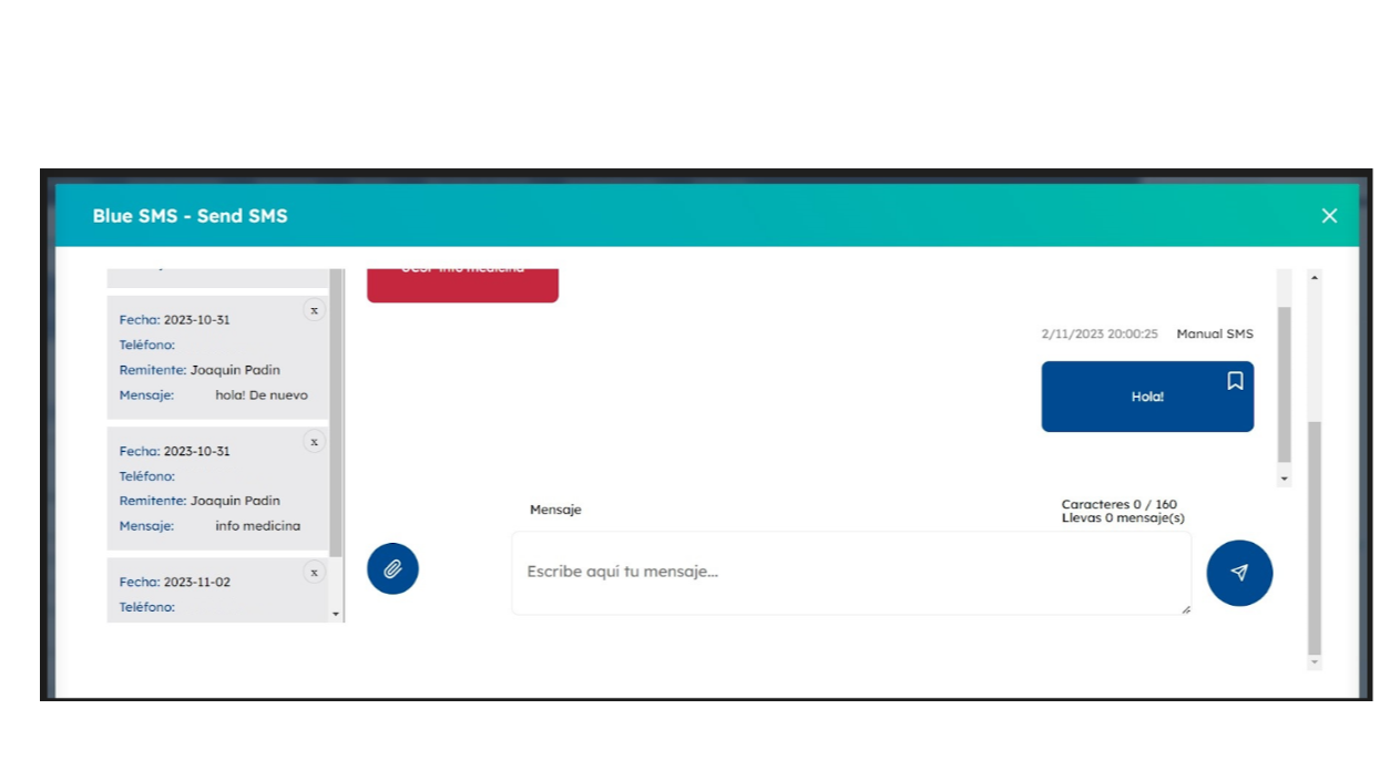 Panel de SMS enviados y recibidos dentro de HubSpot y en el timeline del contacto.